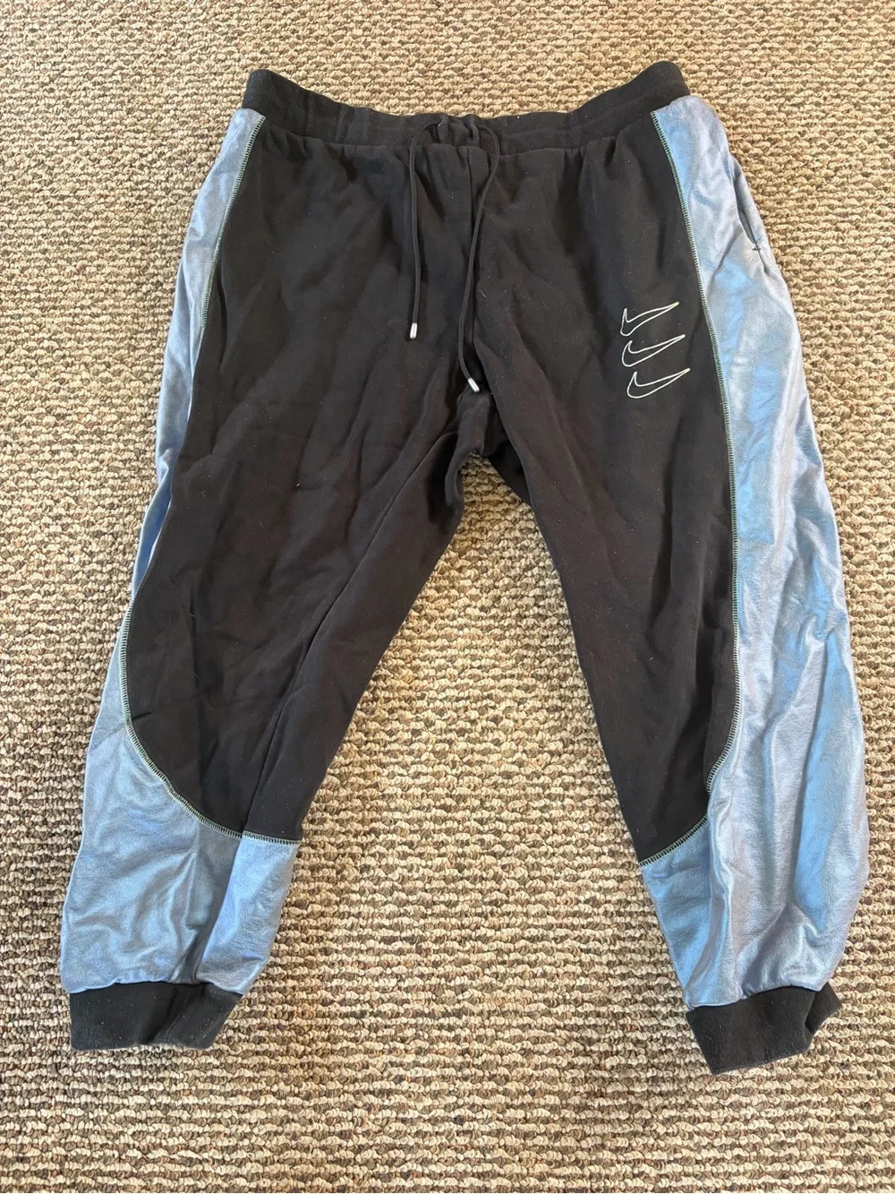 Nike Black Joggers with Blue Shimmer Cuffs